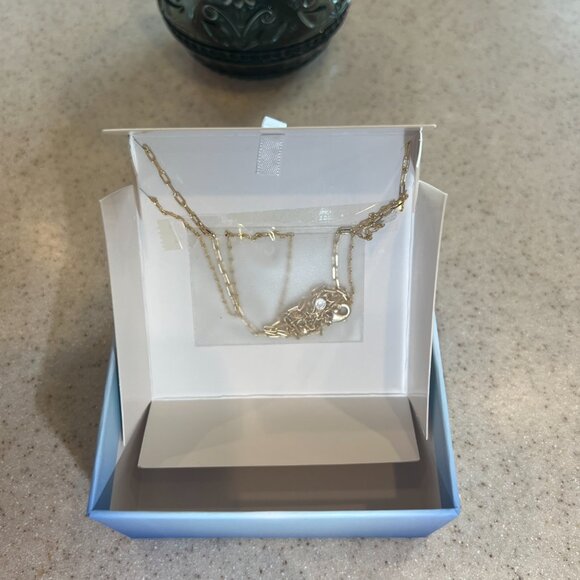 PAIGE HARPER Blue Color Therapy 3 Stone Layered Necklace 14K Gold Plated NIB - Picture 4 of 5